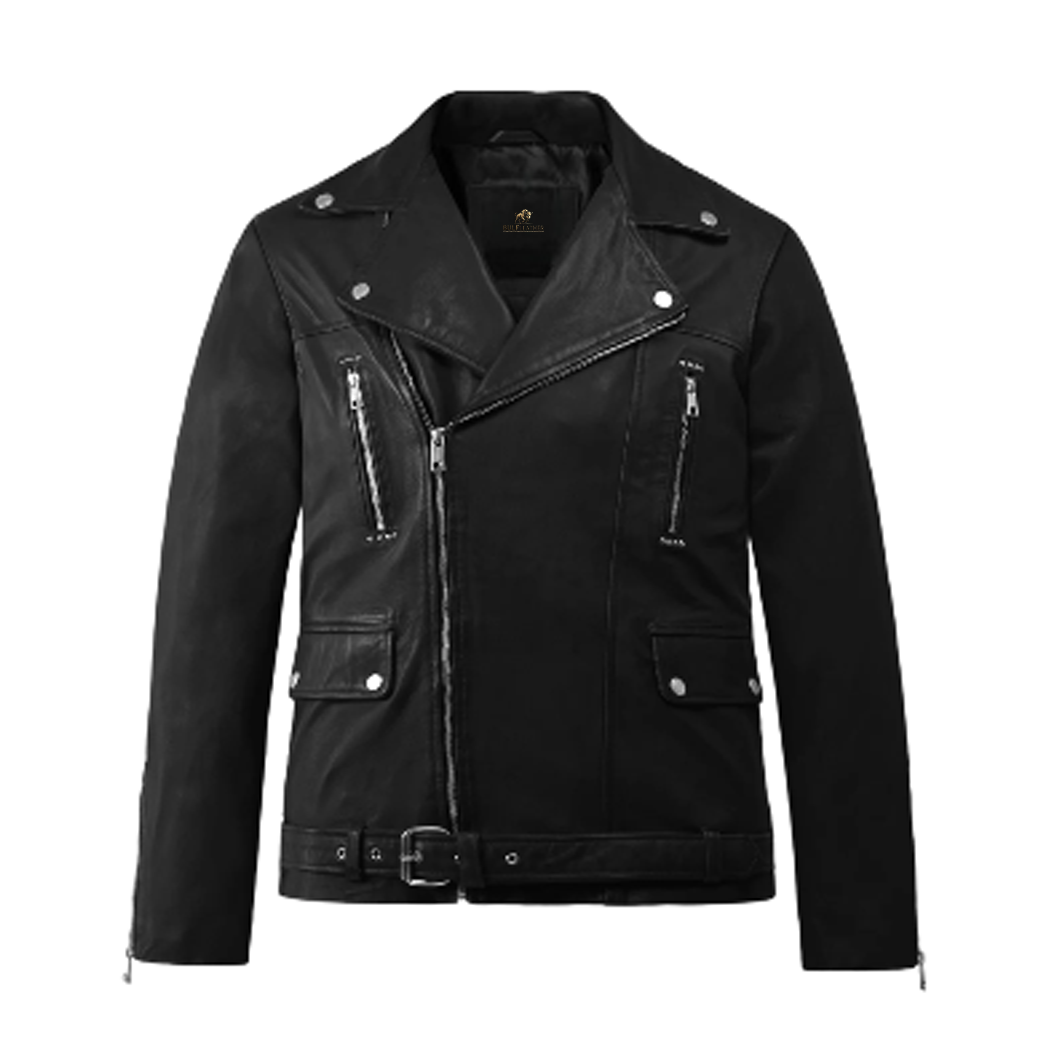 Mens Dauntless Black Biker Leather Jacket