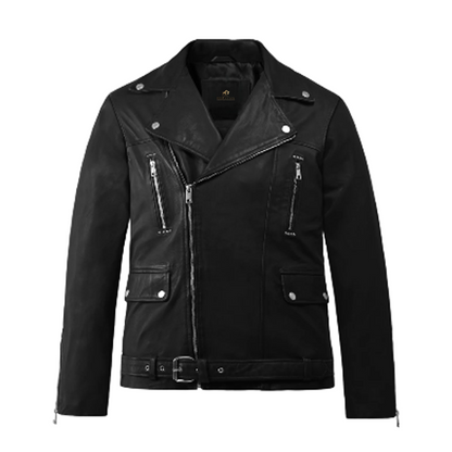 Mens Dauntless Black Biker Leather Jacket