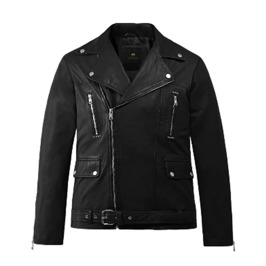 Mens Dauntless Black Biker Leather Jacket