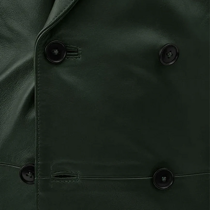 Mens Vintage Green Leather Blazer