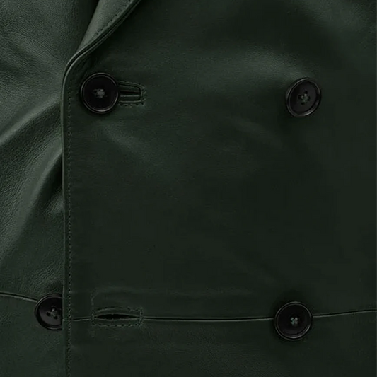Mens Vintage Green Leather Blazer
