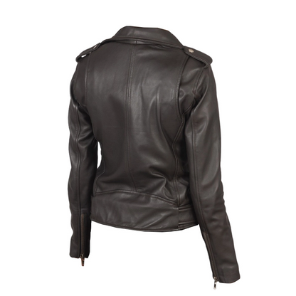 Women Alison Brown Biker Jacket