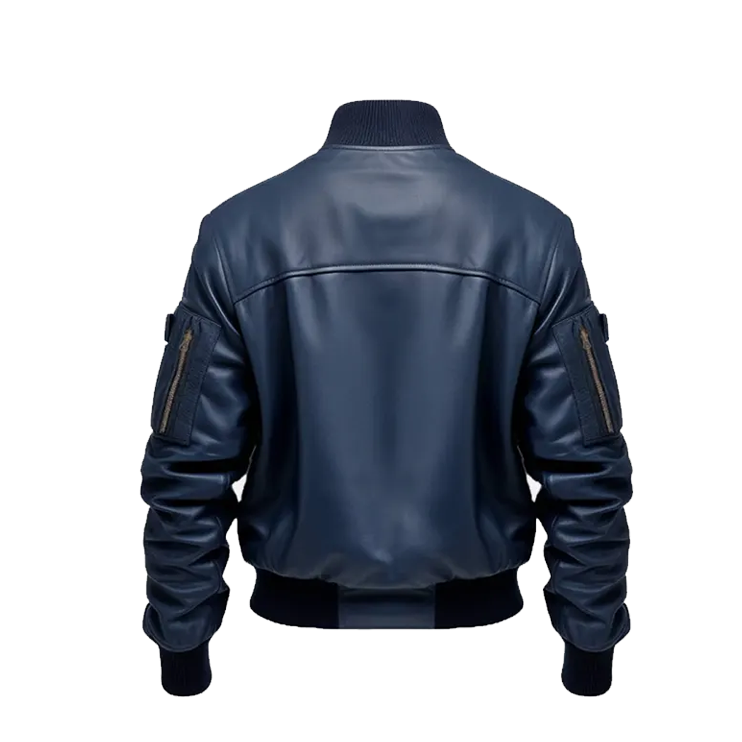 Men’s Blue Flight Bomber Leather Jacket