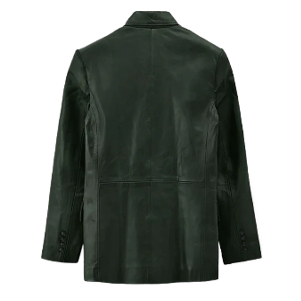 Mens Vintage Green Leather Blazer
