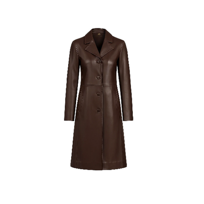Womens Brown Real Leather Coat