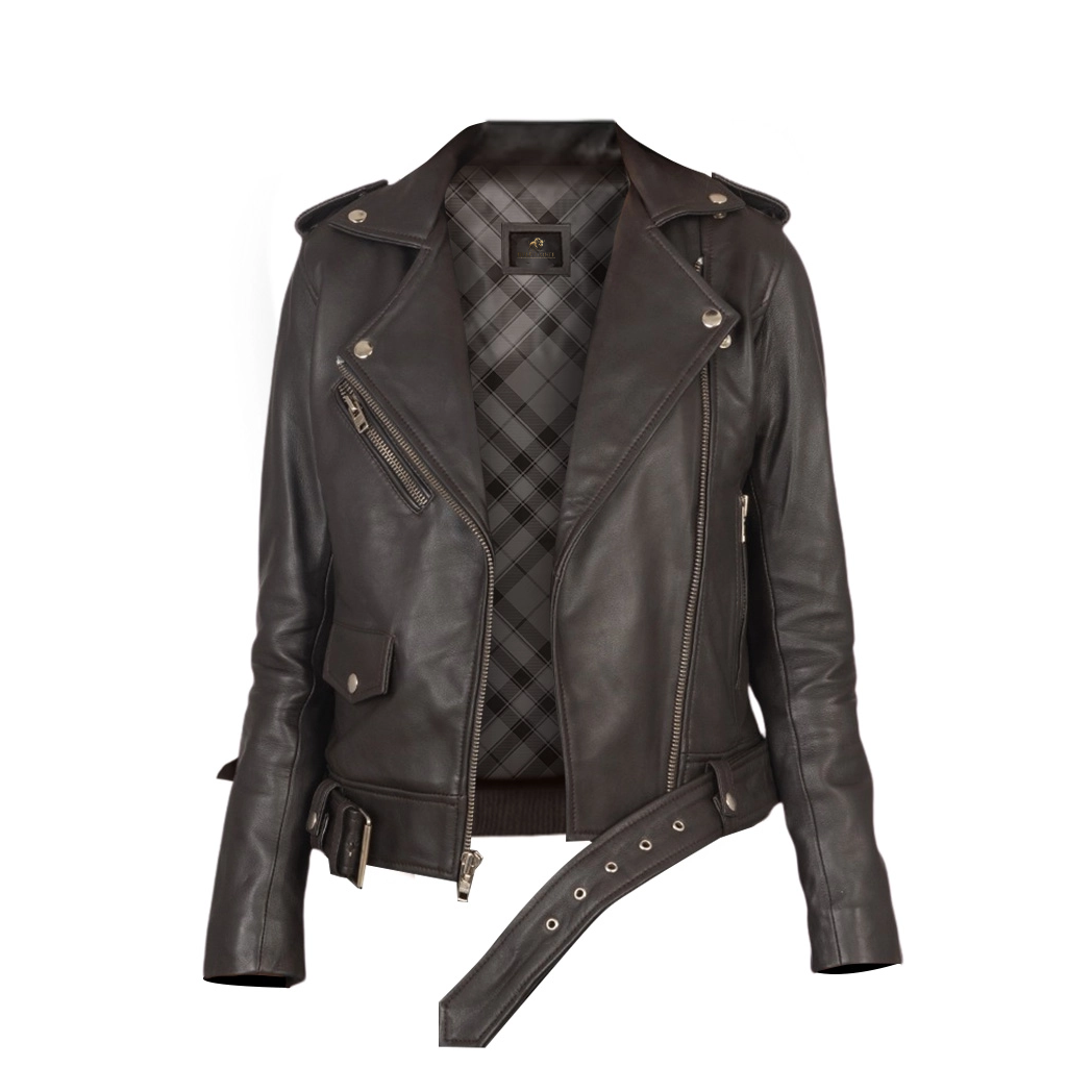 Women Alison Brown Biker Jacket