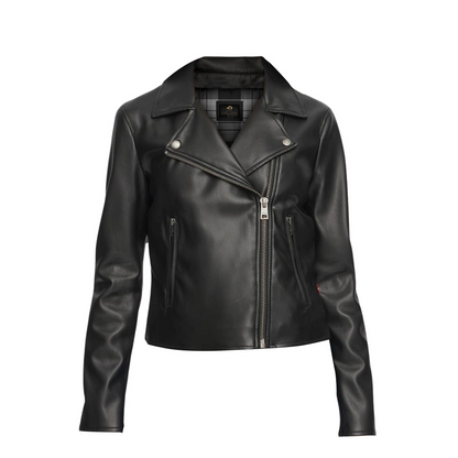 Women Moto Biker Black Leather Jacket