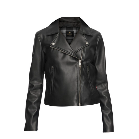 Women Moto Biker Black Leather Jacket
