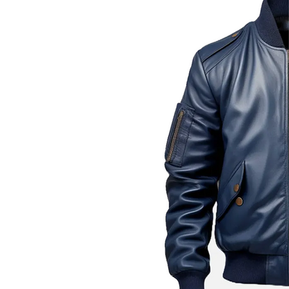 Men’s Blue Flight Bomber Leather Jacket