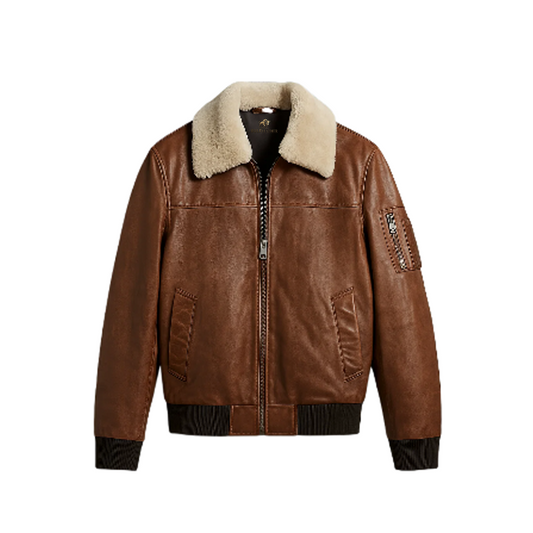 Ace Brown Bomber Leather Jacket