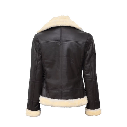 Women’s Dark Brown B3 Leather Bomber Shearling Jacket