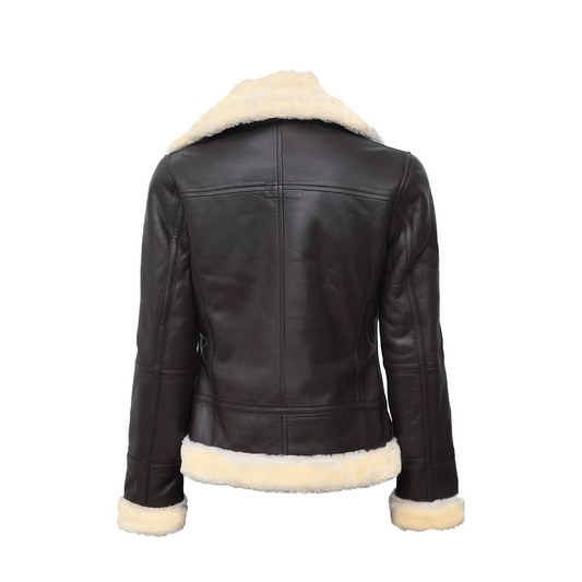 Women’s Dark Brown B3 Leather Bomber Shearling Jacket