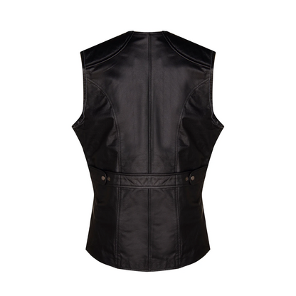 Black Quilted Leather Vest for Men