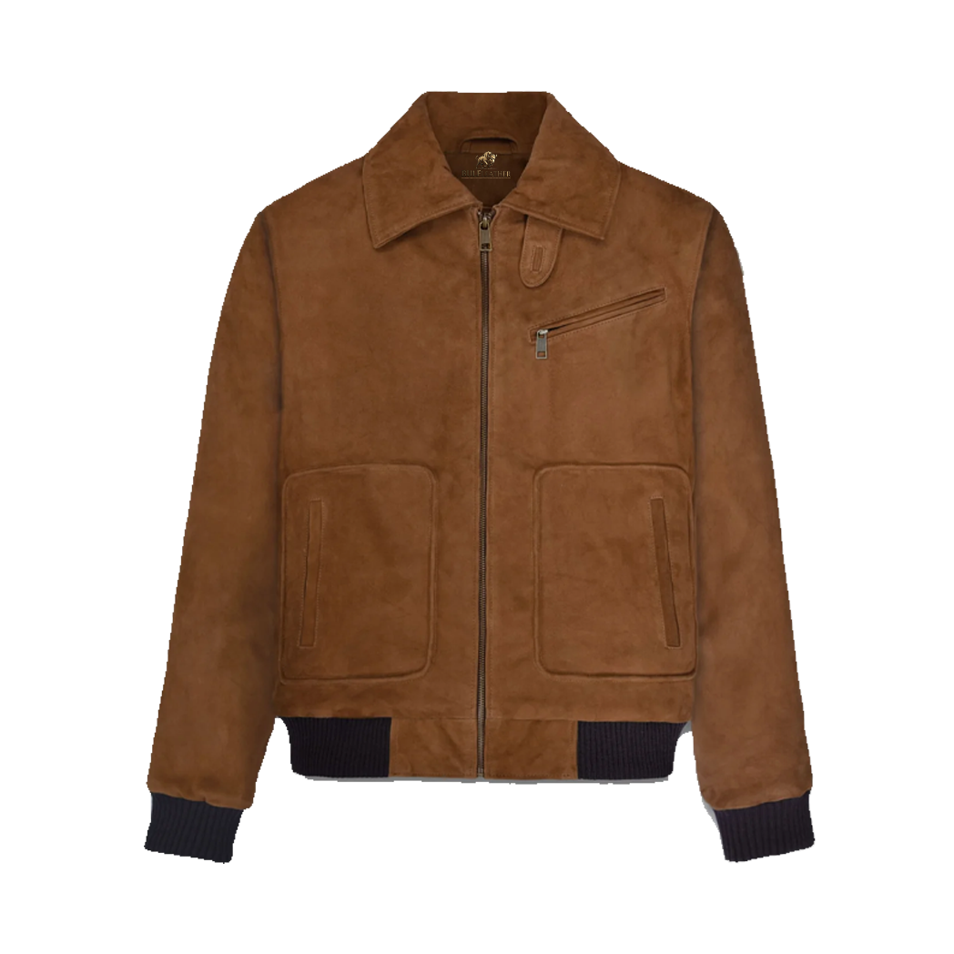 Man Armie Hammer Brown Leather Jacket