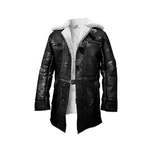 Bane Coat of Batman Dark Knight Black Real Leather