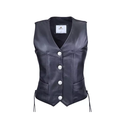 Women Biker Leather Vest
