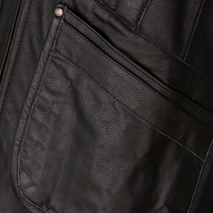 Black Quilted Leather Vest for Men