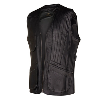 Black Quilted Leather Vest for Men