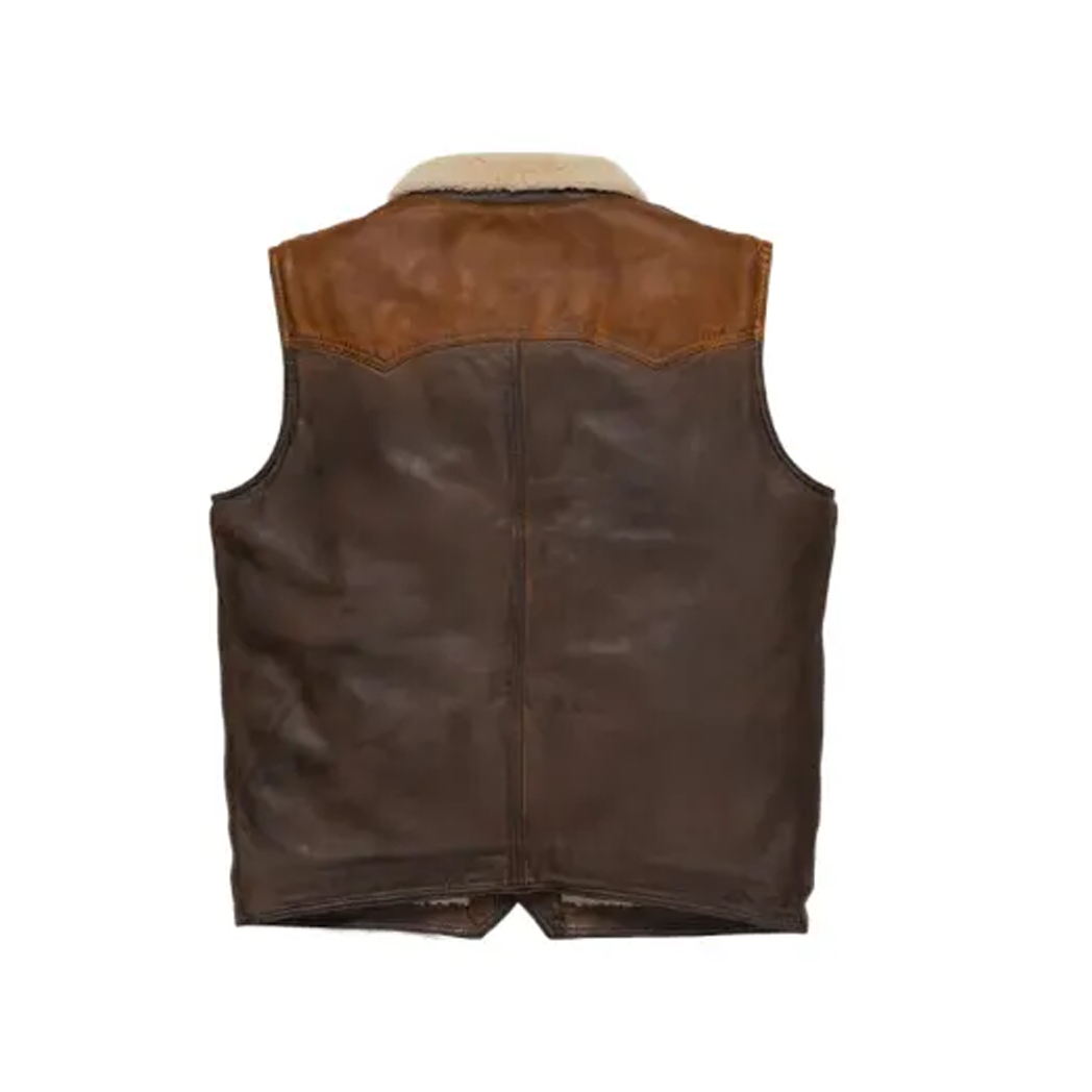 Men’s Brown Shearling Fur Leather Vest