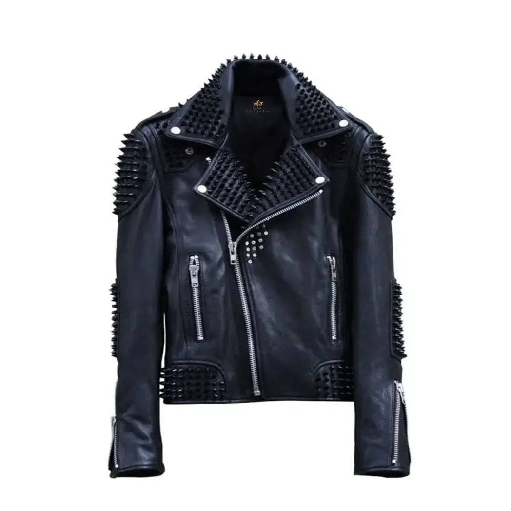 Mens Rock Punk Studded Biker Jacket