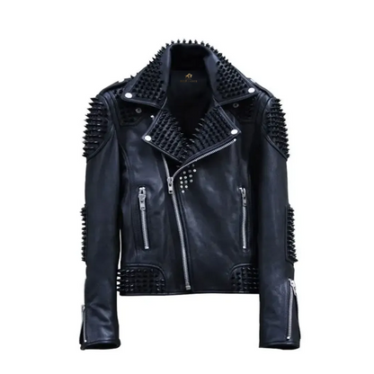 Mens Rock Punk Studded Biker Jacket