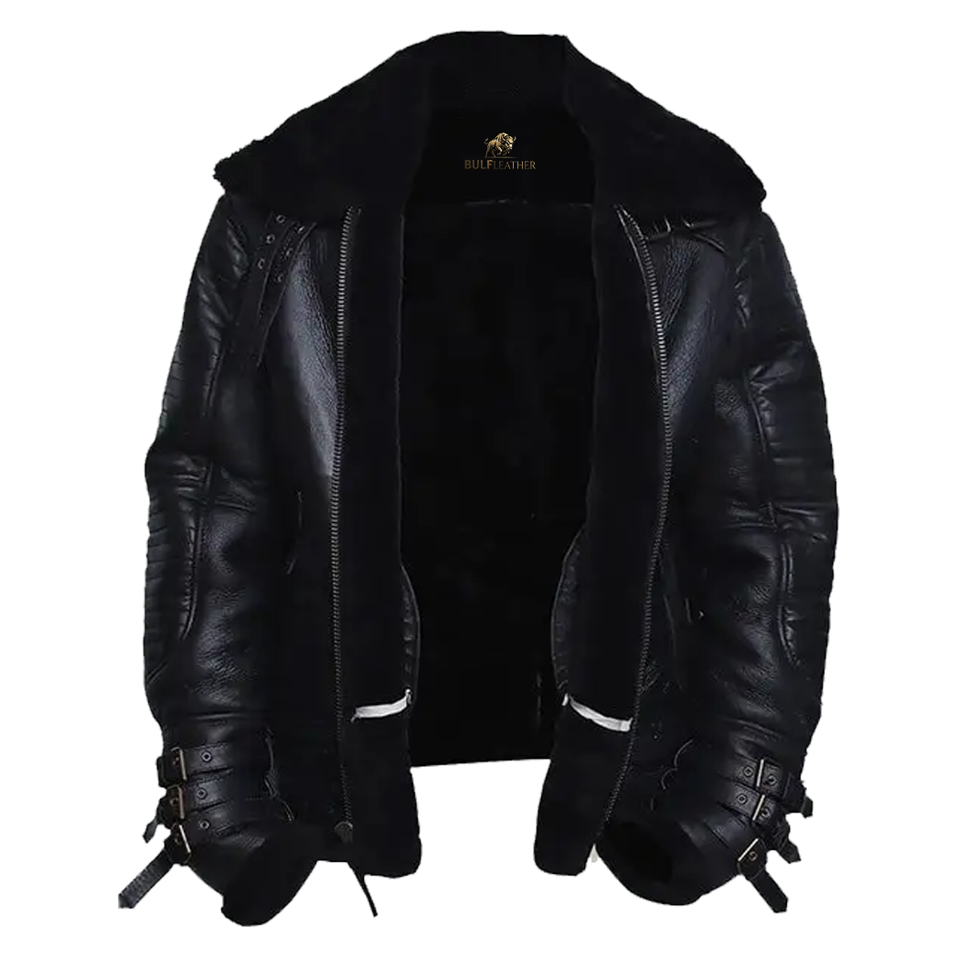 Mens Affliction Black Shearling Jacket