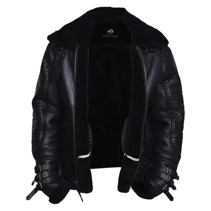 Mens Affliction Black Shearling Jacket