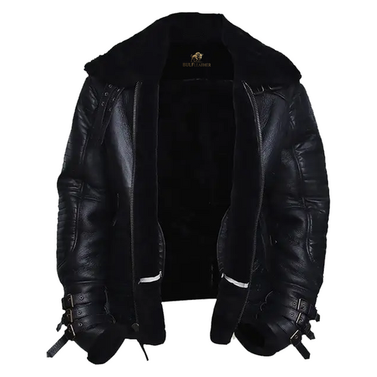 Mens Affliction Black Shearling Jacket
