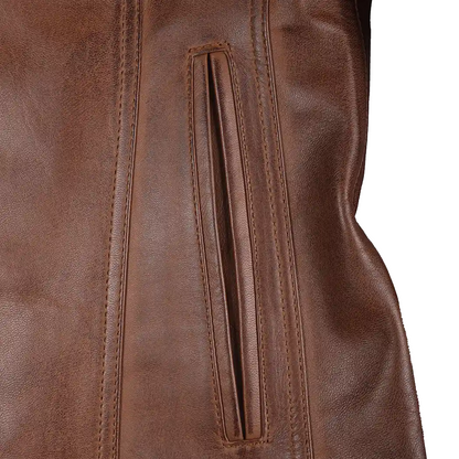 Women’s Notch Lapel Two Button Leather Blazer