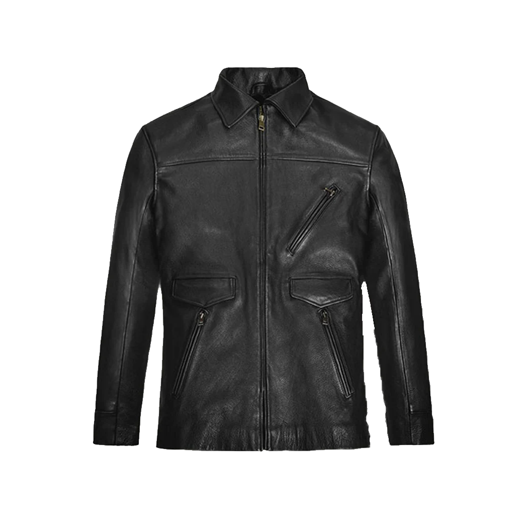 Mens Johnny Depp Black Leather Jacket