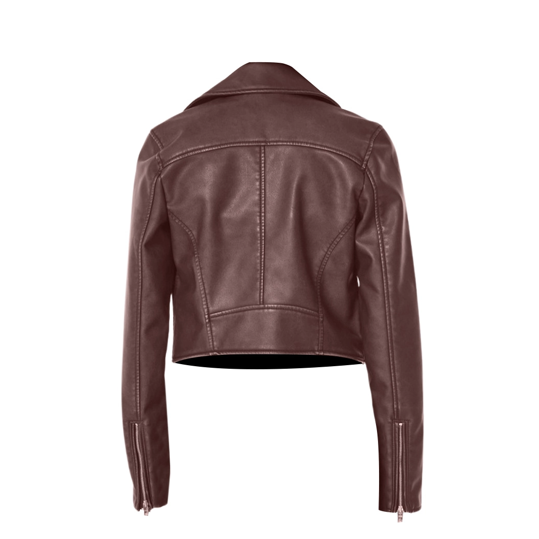 Women Brown Vintage Biker Jacket