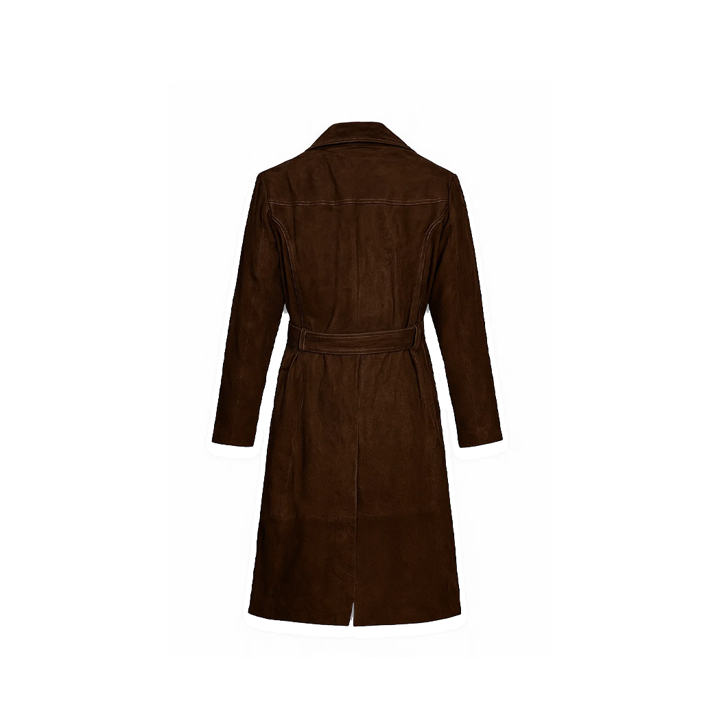 Womens Dark Brown Suede Leather Coat