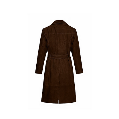 Womens Dark Brown Suede Leather Coat