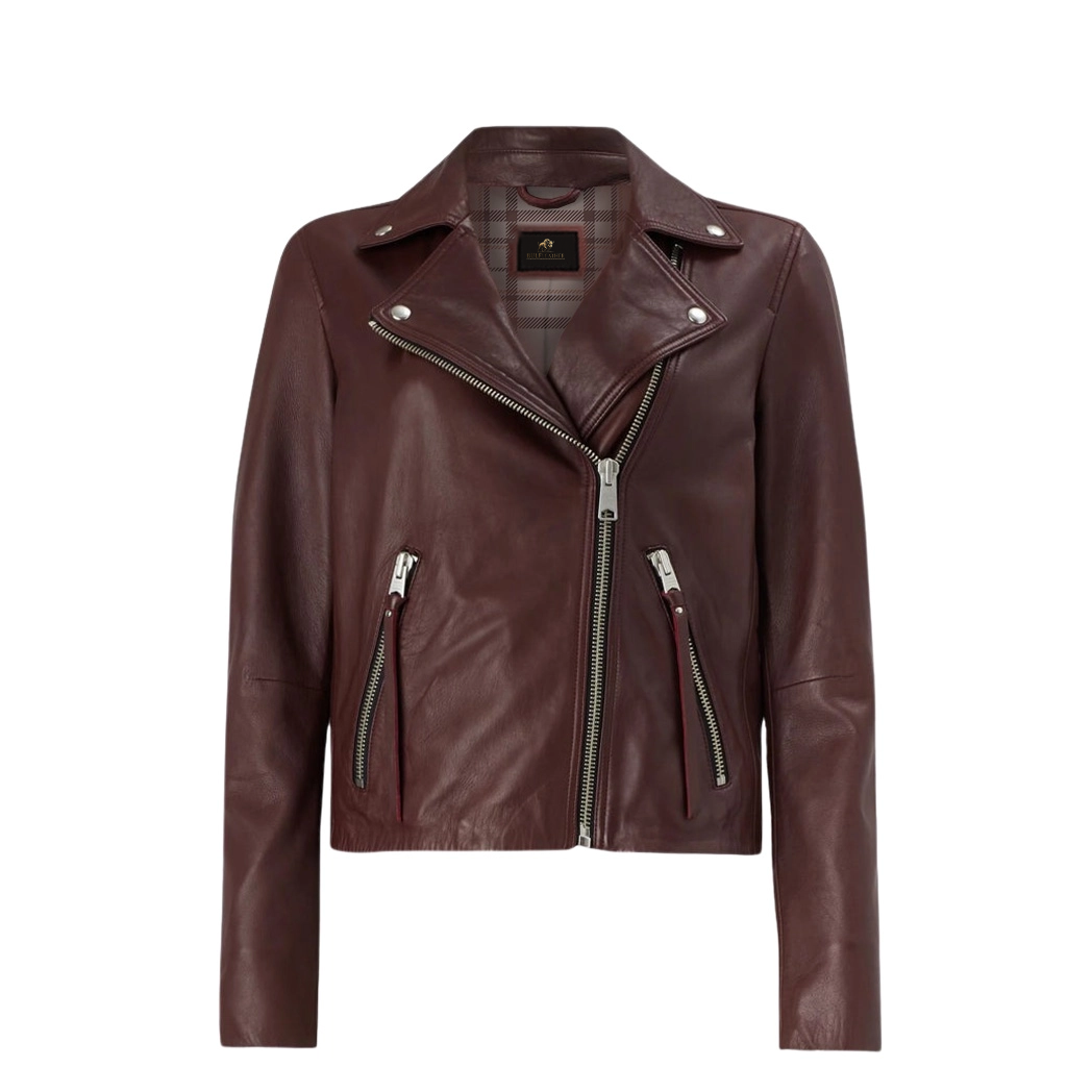 Women Brown Vintage Biker Jacket