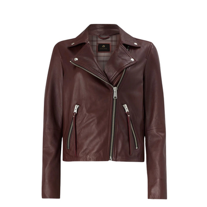 Women Brown Vintage Biker Jacket