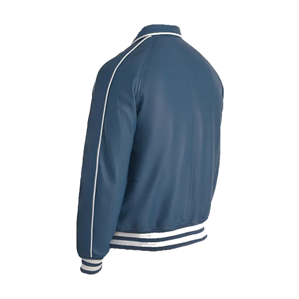 Men’s Blue Leather Varsity Jacket
