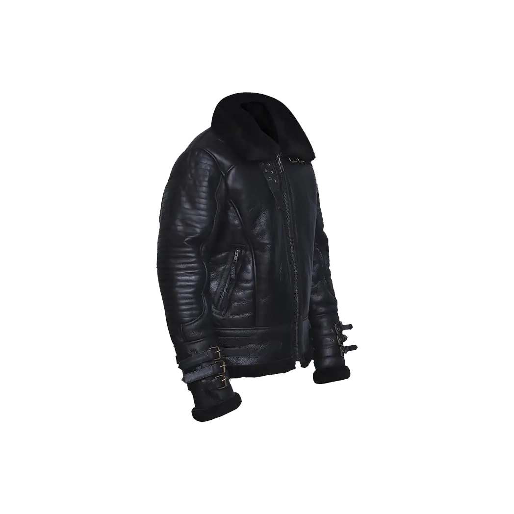 Mens Affliction Black Shearling Jacket