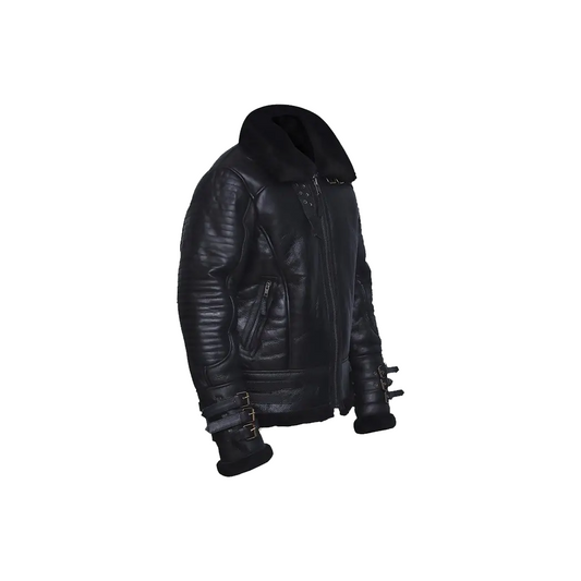 Mens Affliction Black Shearling Jacket