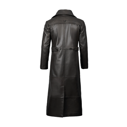 Men’s Black Long Leather Duster Coat