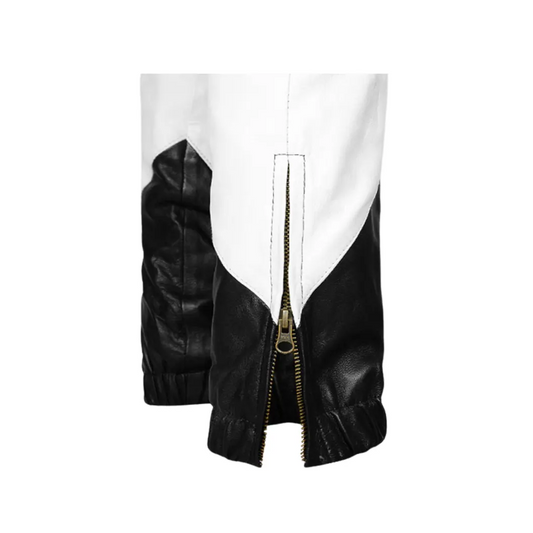 Men White & Black Stylish Lambskin Leather Pants