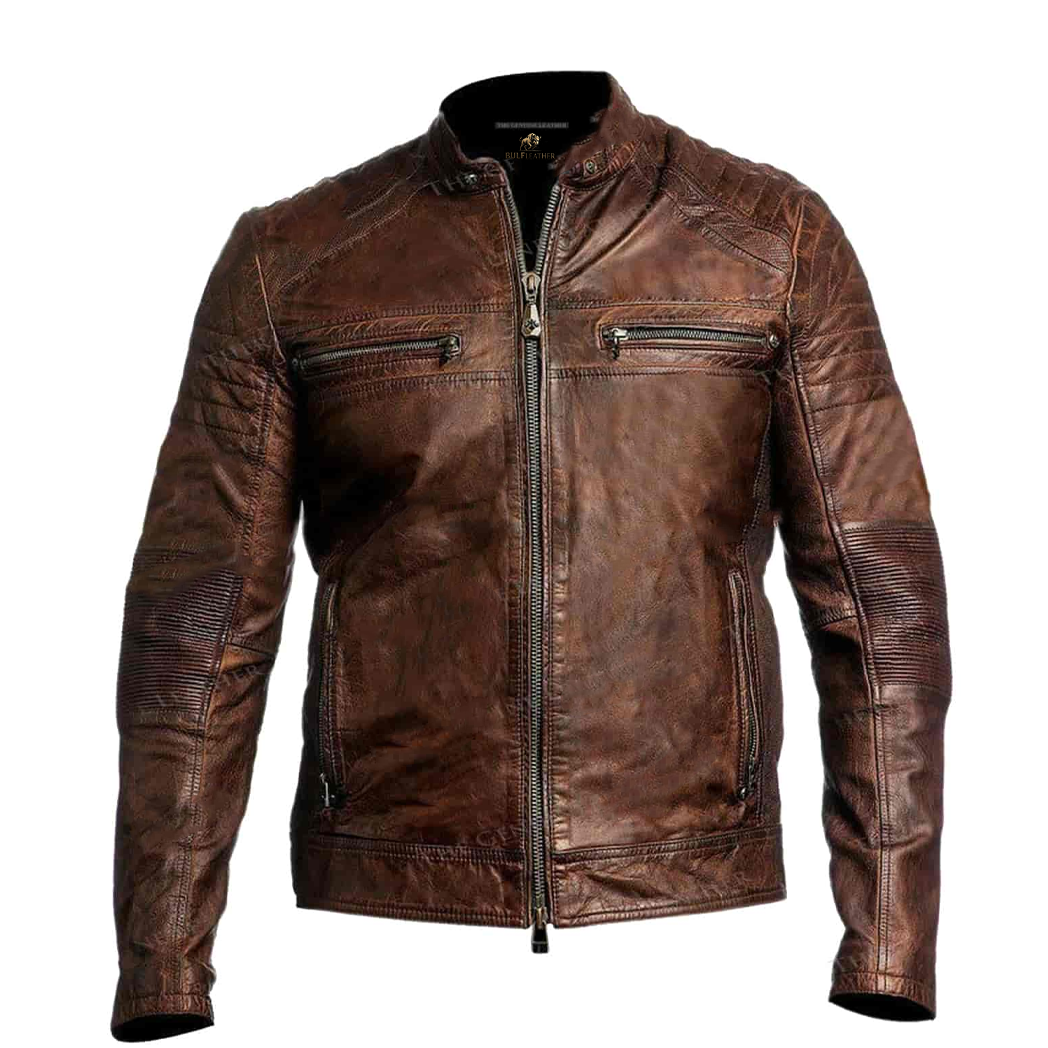 Brown Vintage Cafe Racer Leather Jacket