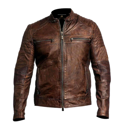 Brown Vintage Cafe Racer Leather Jacket