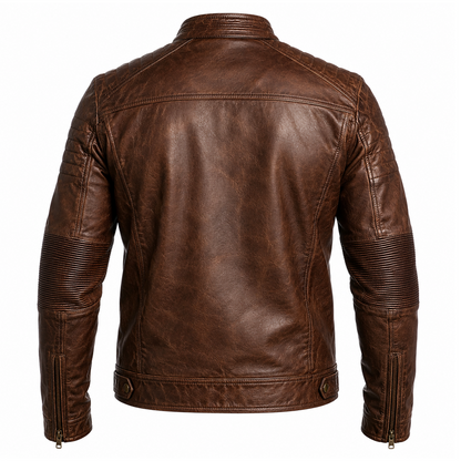 Brown Vintage Cafe Racer Leather Jacket