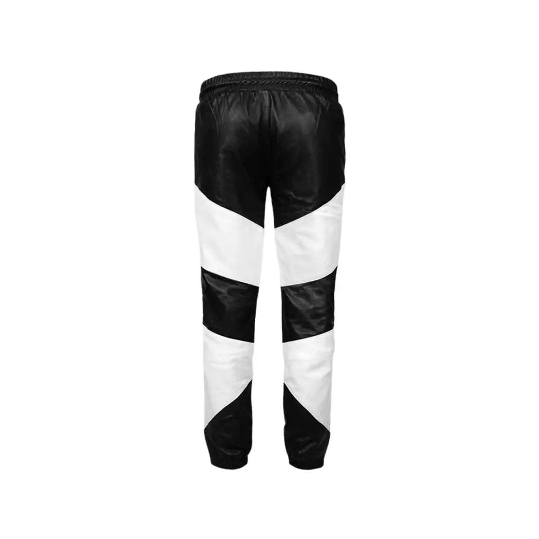 Men White & Black Stylish Lambskin Leather Pants