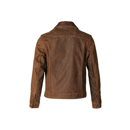 Mens Nubuck Cowhide Brown Leather Jacket