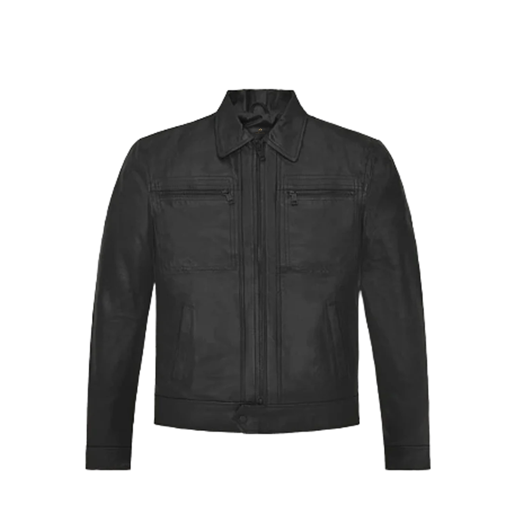 Mens Pierce Brosnan The Out-laws Black Leather Jacket