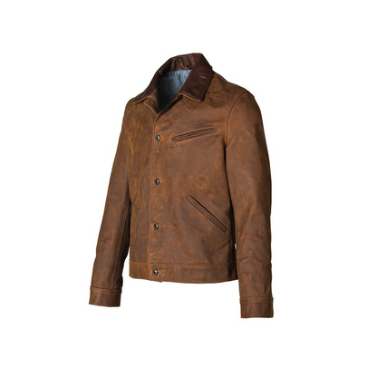Mens Nubuck Cowhide Brown Leather Jacket