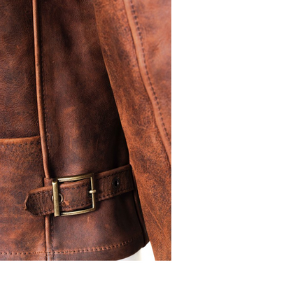 Mens Oiled Nubuck Brown Leather Jacket