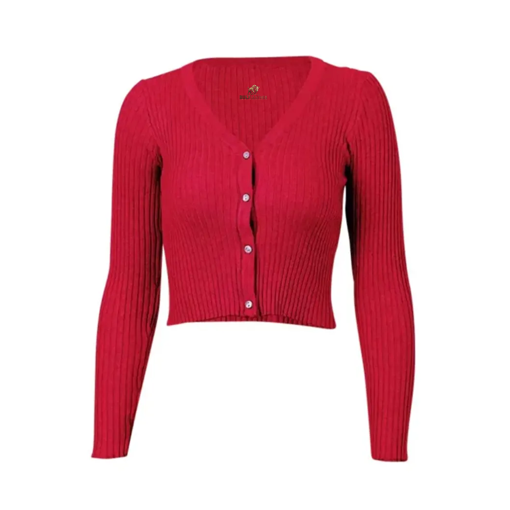 Womens Red Cropped Cardigan