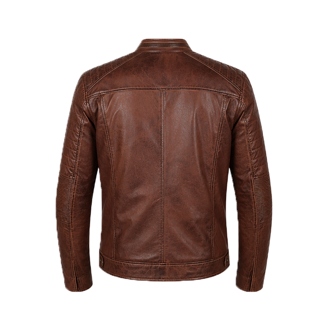 Men Brown Distressed Biker Jacket